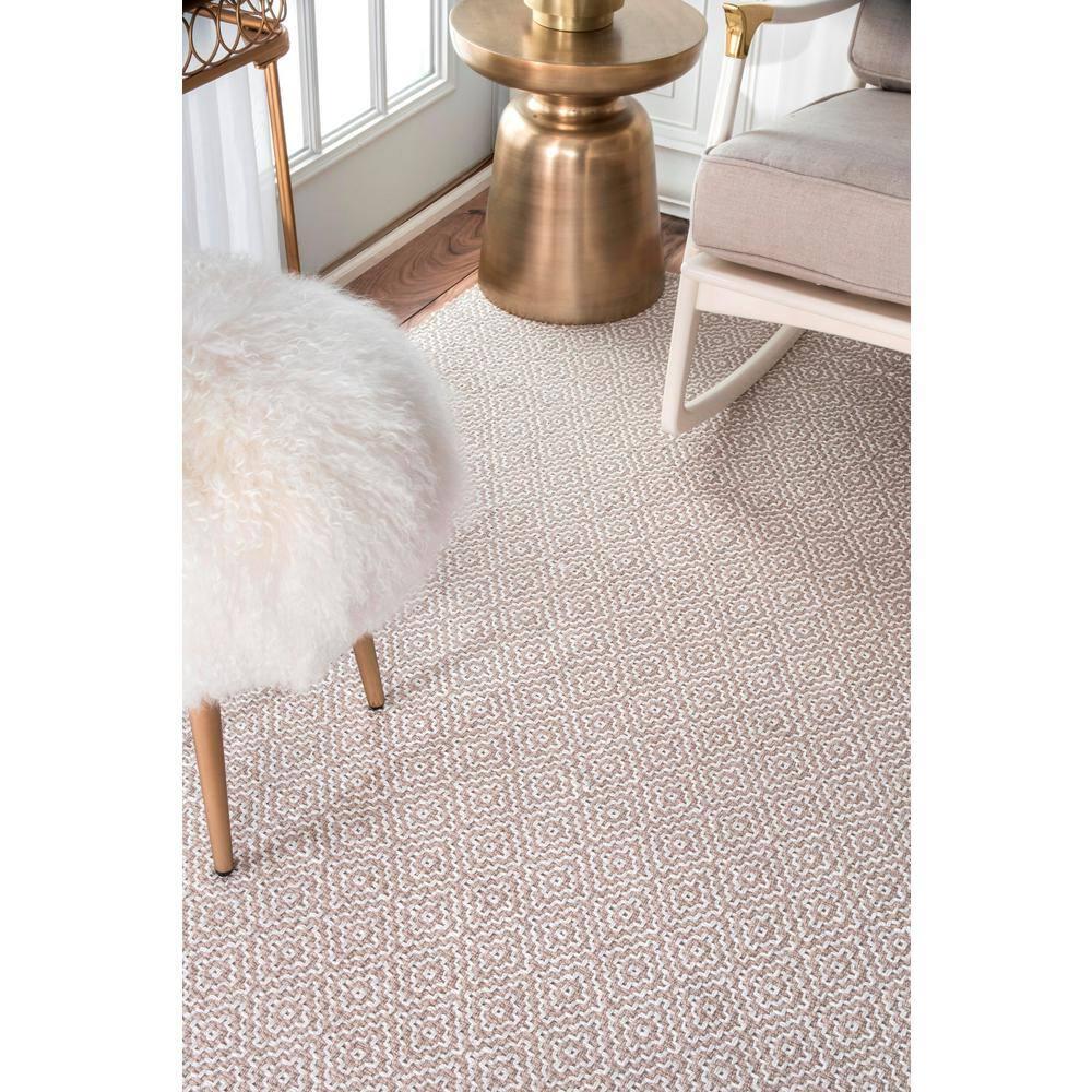 6'x9' Cotton Hand Loomed Lorretta Area Rug Taupe - nuLOOM: Modern Flat Pile Rectangle, Indoor Use, Canvas Backing