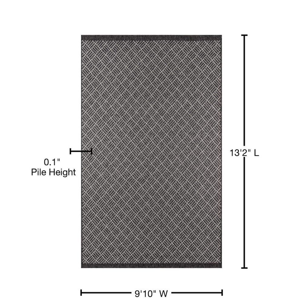 Como Charcoal 9 ft. 10 in. X 13 ft. 2 in. Indoor/Outdoor Area Rug