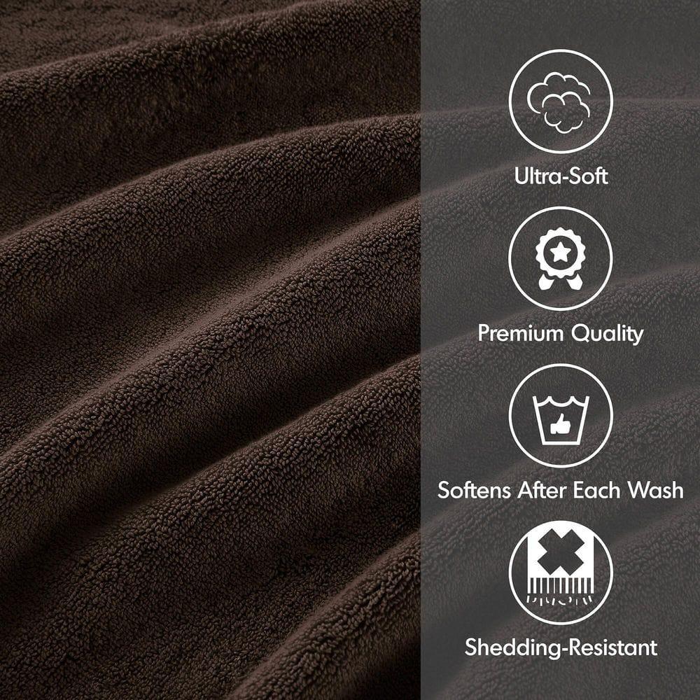 8pc Cotton Bath Towel Set Brown: Madison Park, Heavyweight Terry, OEKO-TEX Certified