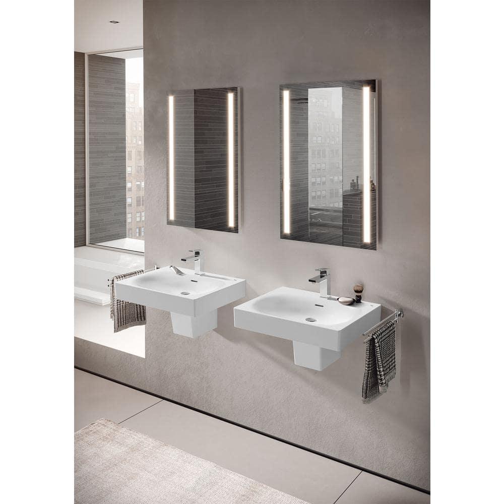 Eurocube® Alpine White Rectangular Wall Mount Bathroom Sink with Overflow