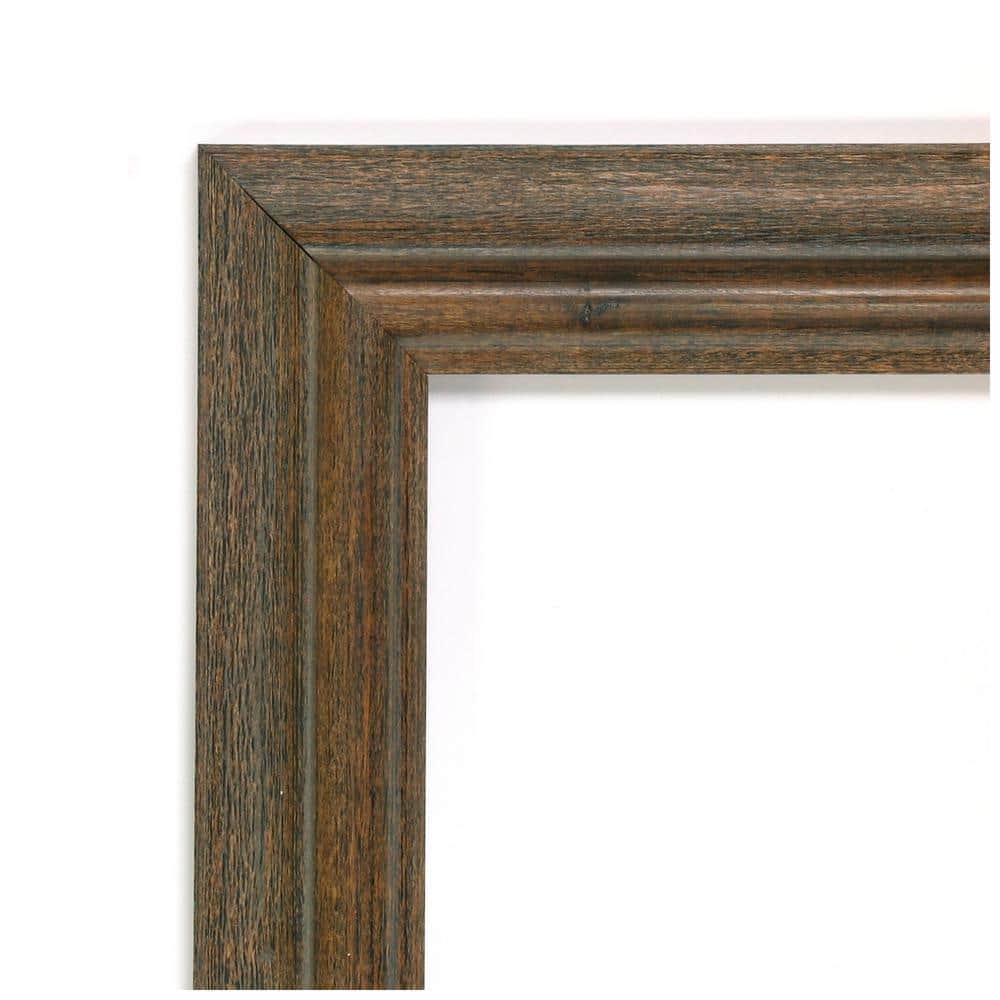 Amanti Art Distressed Rustic Brown Beveled Wood Bathroom Wall Mirror 22.5 x 18.5 in.