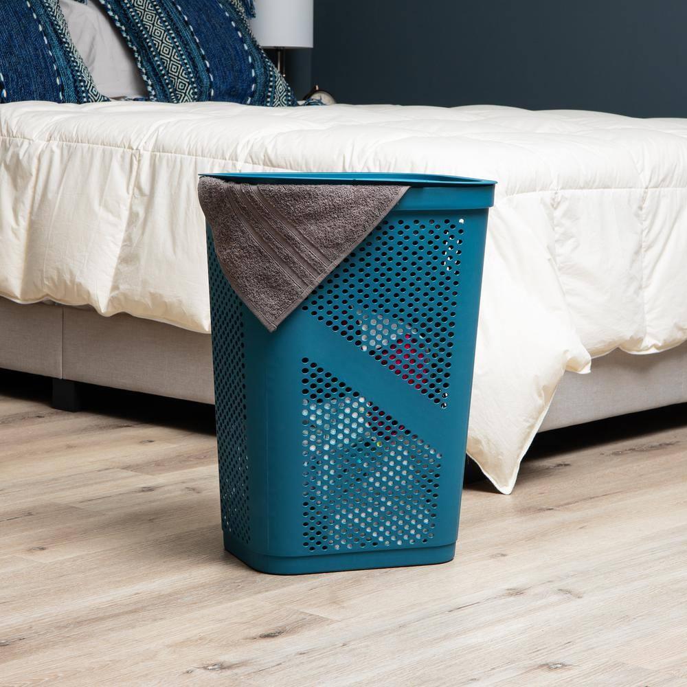 Mind Reader Mind Reader 60L Slim Laundry Hamper, Clothes Basket, Lid, Ventilated, Plastic, 17.25"L x 13.75"W x 23.5"H, 2-Pack