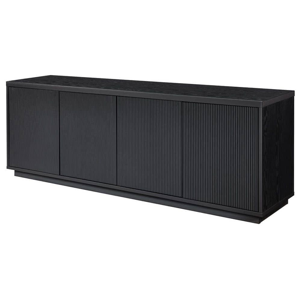 Evelyn&Zoe Hanson Rectangular TV Stand for TV's up to 75", Black Grain