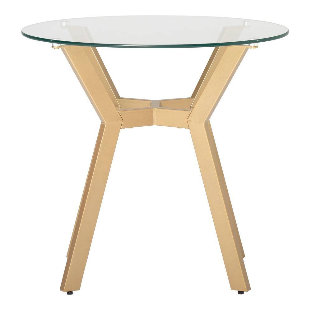 24" Architect Round End Table Gold/Clear Glass - Studio Designs Home: Mid-Century Modern, Tempered Top
