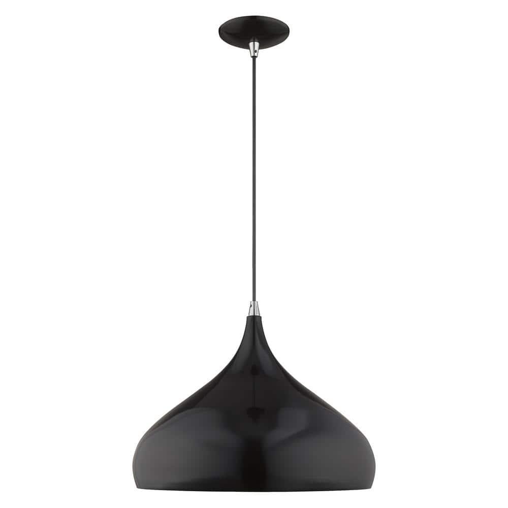 Livex Lighting Metal Shade 1 - Light Chandelier in  Shiny Black