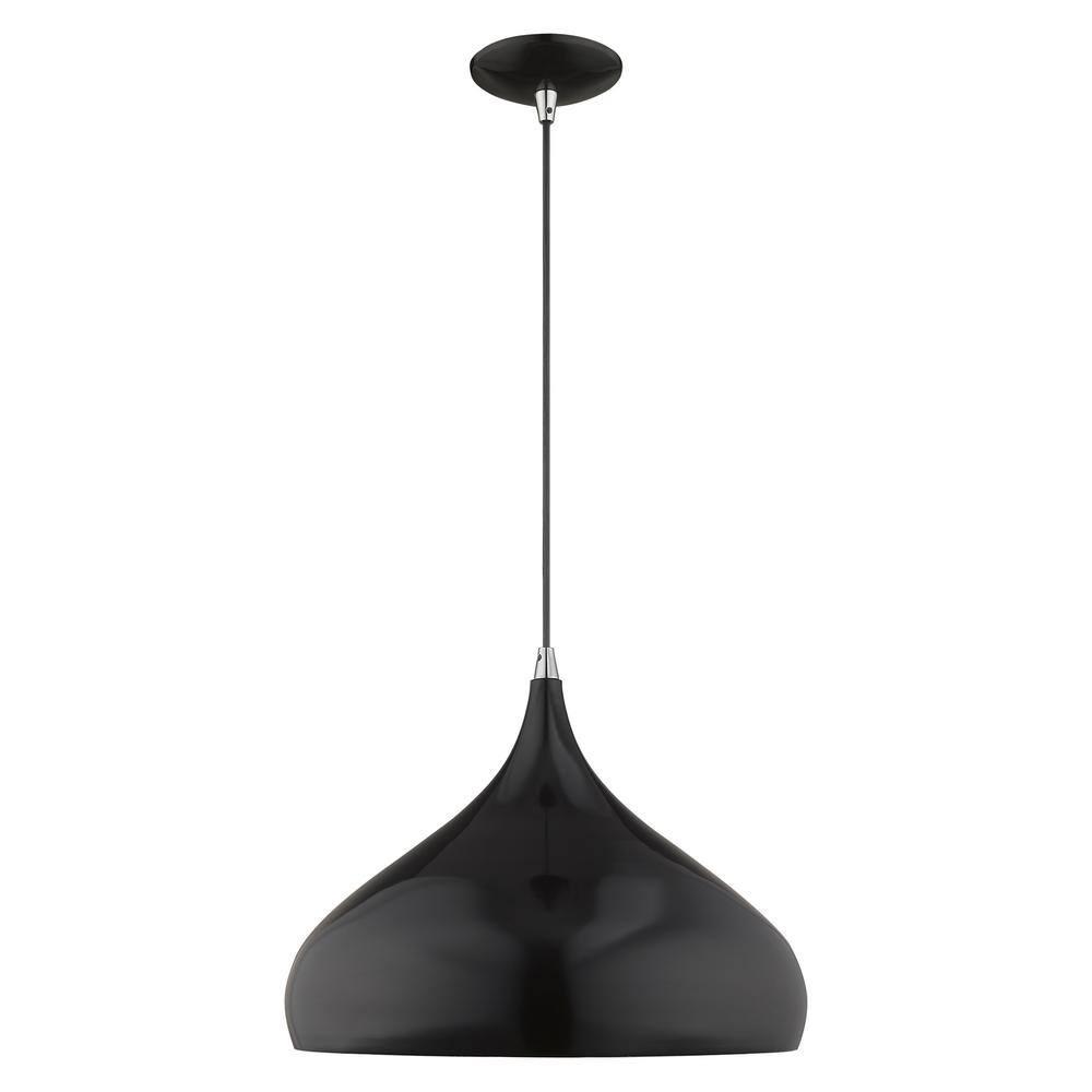 Livex Lighting Metal Shade 1 - Light Chandelier in  Shiny Black