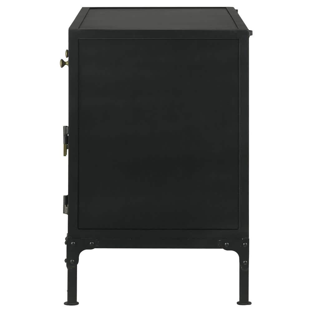 Coaster Sadler 2-drawer Metal Accent Cabinet with Glass Doors Black