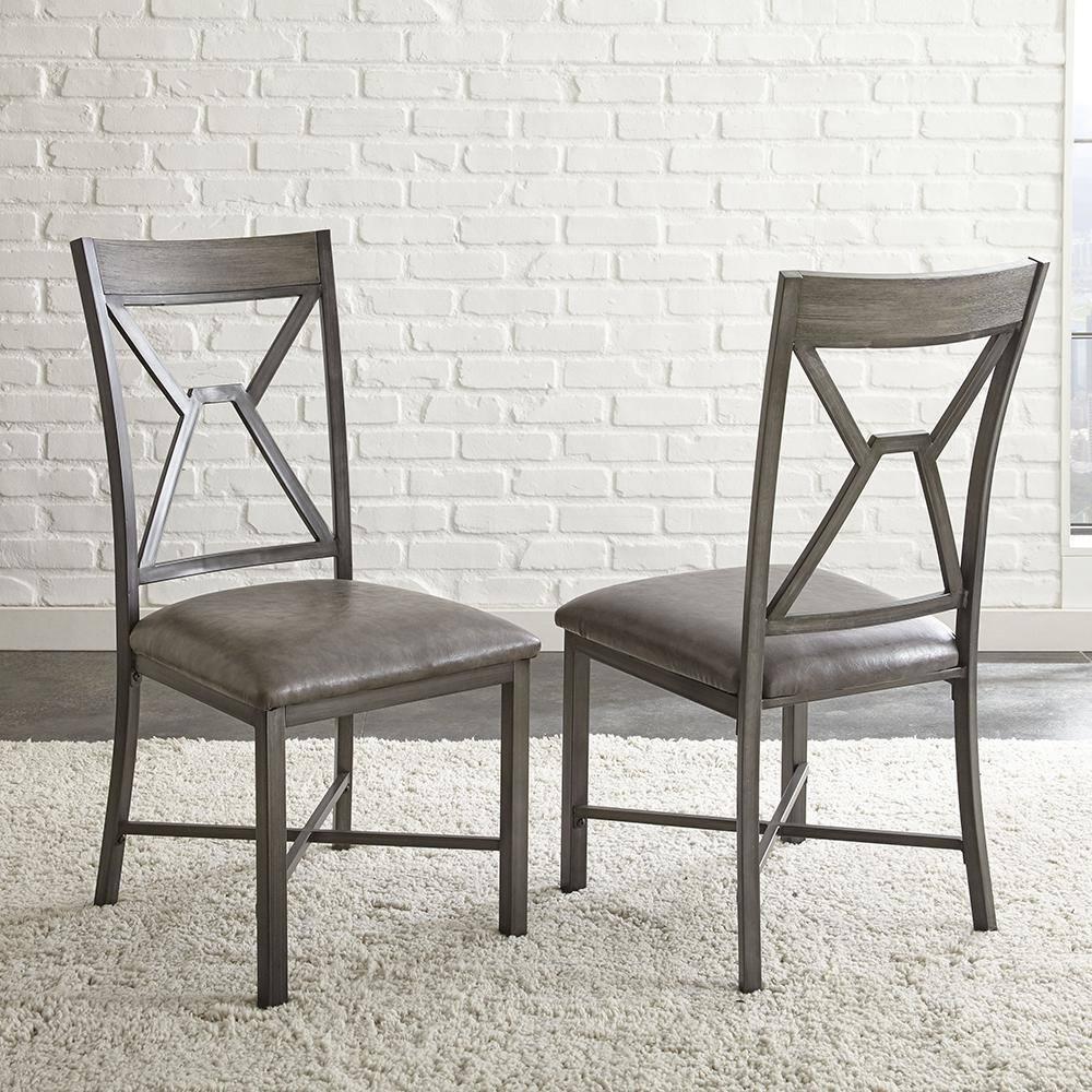Set of 2 Alamo Side Chair Gray: Upholstered, Metal Legs, Geometric Cutouts - Steve Silver Co.