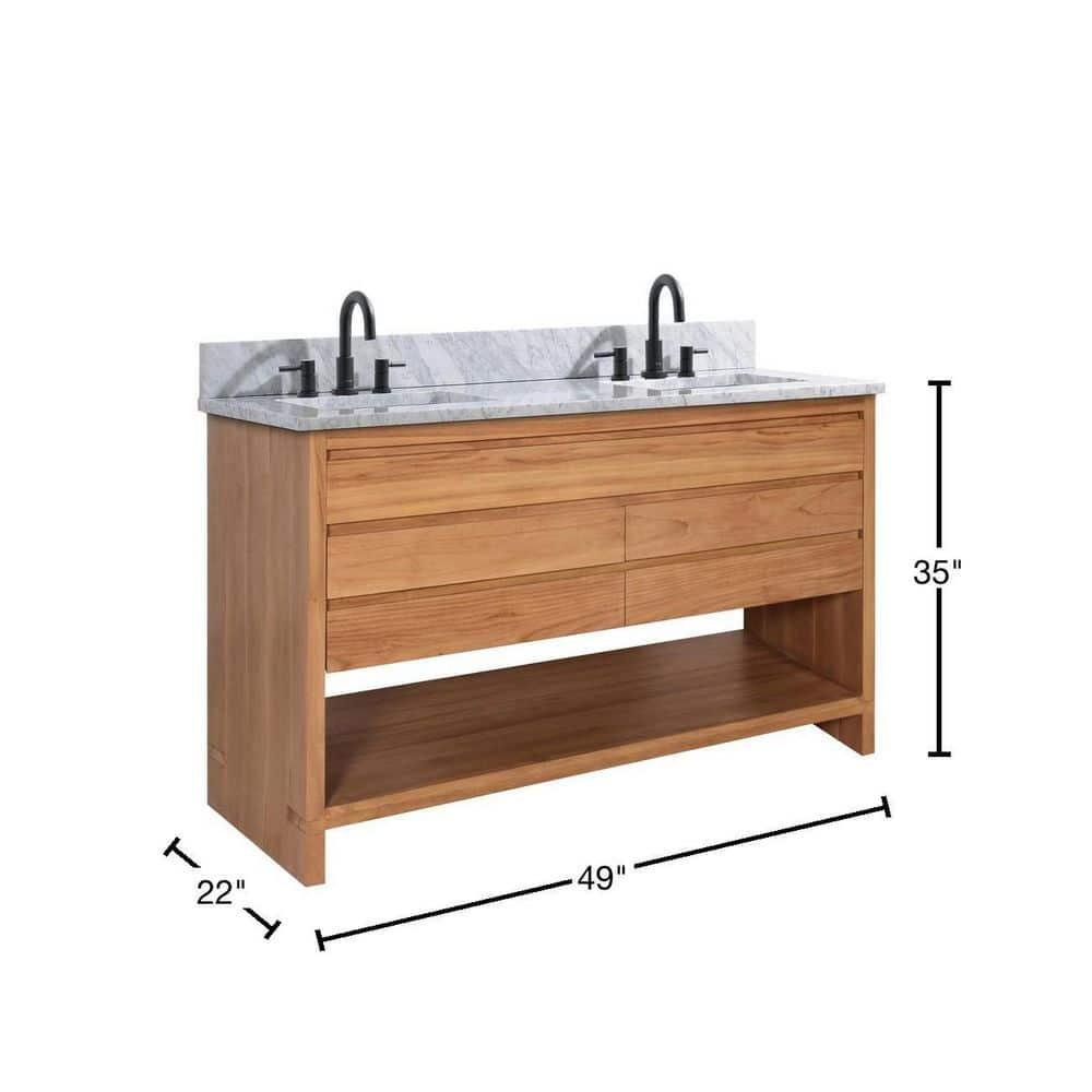 Avanity Kai 49 in. Vanity in Brown Reclaimed Wood with Carrara White Marble Top | Wayfair