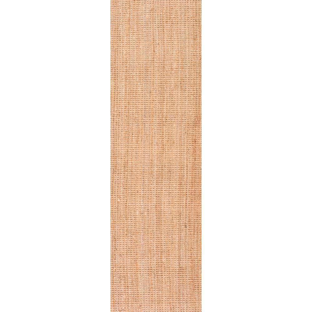 nuLOOM Ashli Solid Farmhouse Jute Area Rug, Runner 2' 6" x 8', Natural