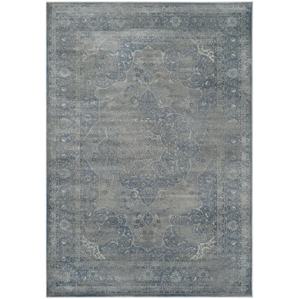 Safavieh Vintage Kerman 8 x 10 (ft) Loomed Synthetic Light Gray/Light Blue Rectangular Indoor Distressed/Overdyed Vintage Area rug