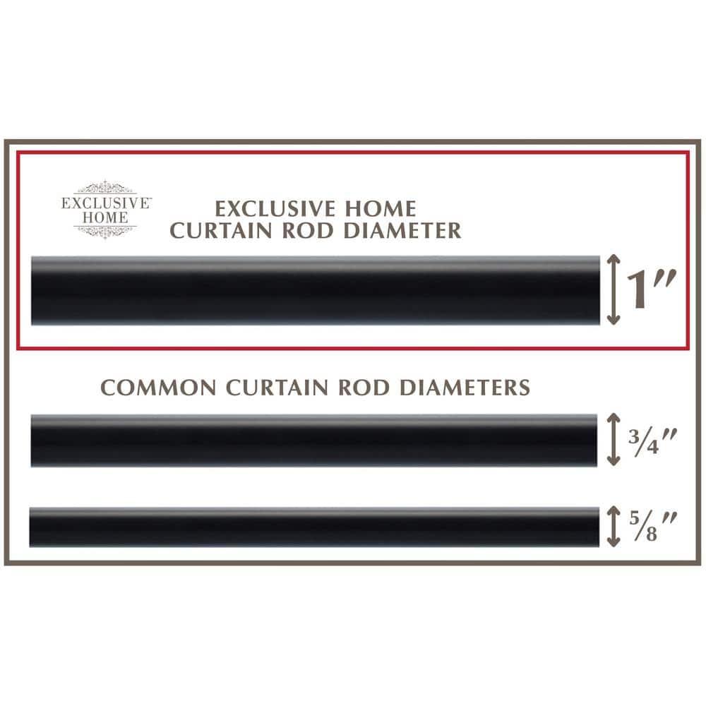 Exclusive Home 36"-72" Duke Curtain Rod - Matte Black: Iron, Single Rod, 25 lb Capacity, Rounded Cap Finial