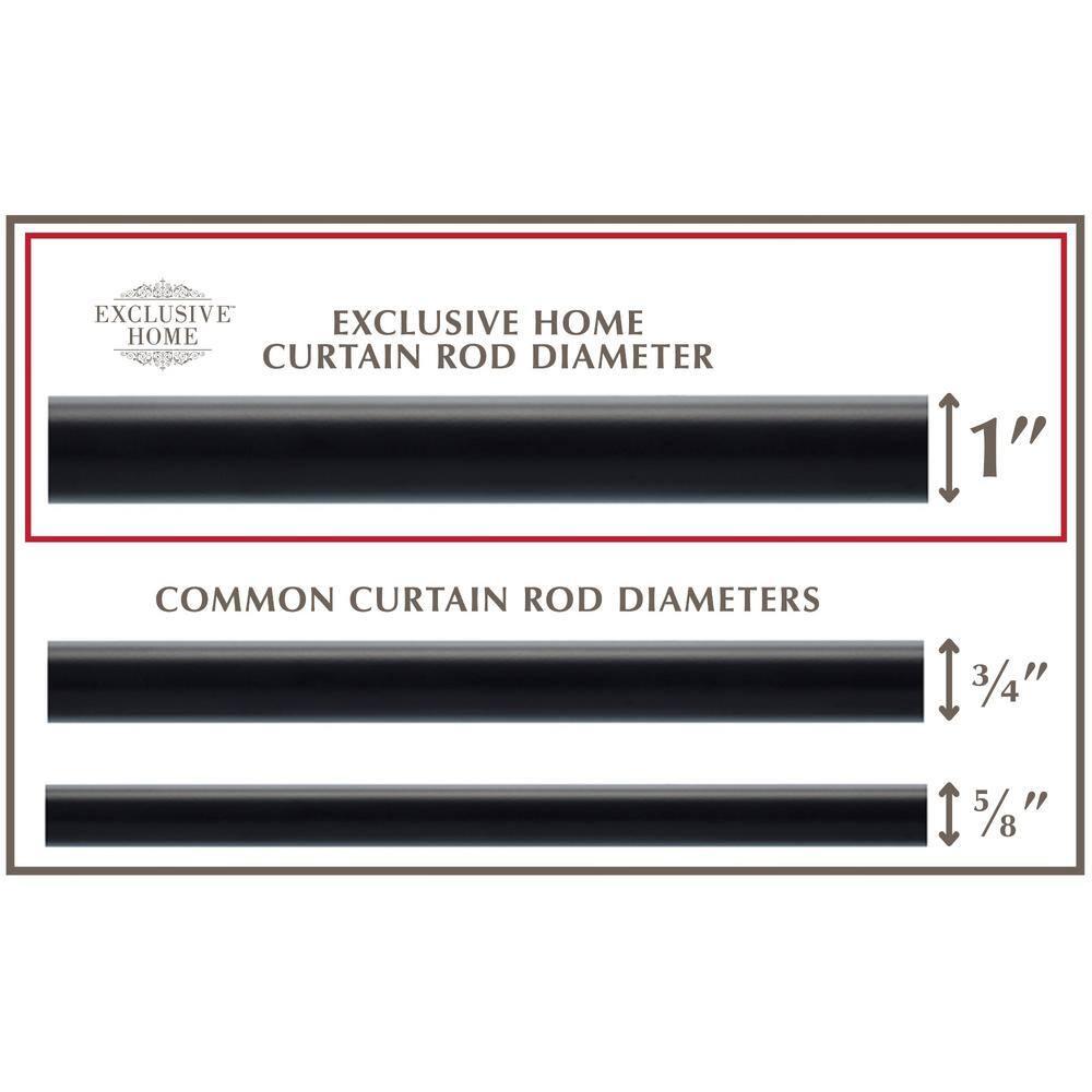 Exclusive Home 66"-120" Duke Curtain Rod - Matte Black: Iron, Single Rod, 25 lb Capacity, Rounded Cap Finial