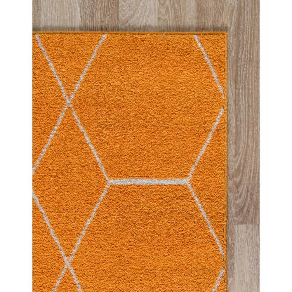 Unique Loom 2' 0 x 8' 8 Trellis Frieze Geometric Orange Area Rug