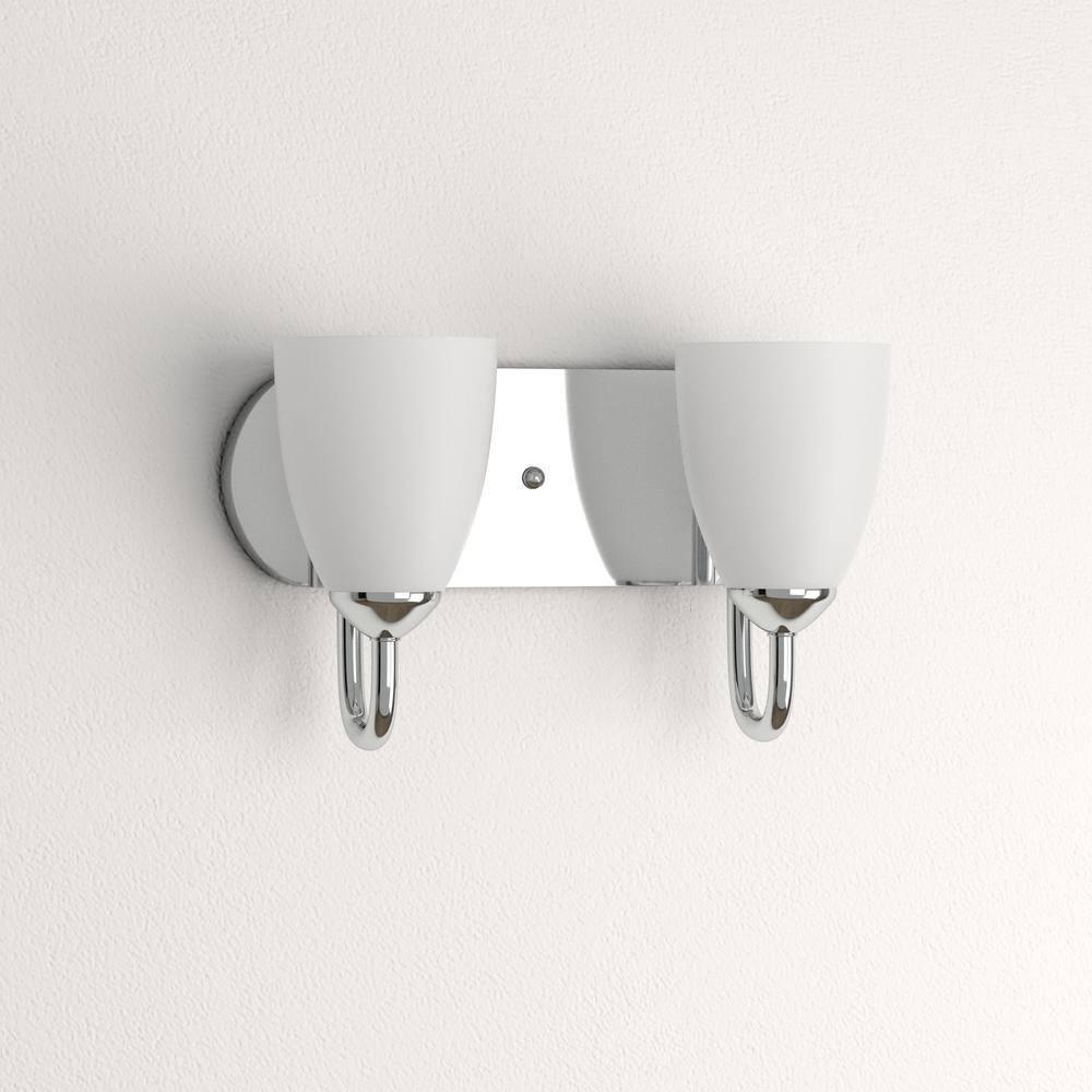 Progress Lighting Gather Collection 2-Light Bath Bracket, Polished Chrome, Etched Glass Shades