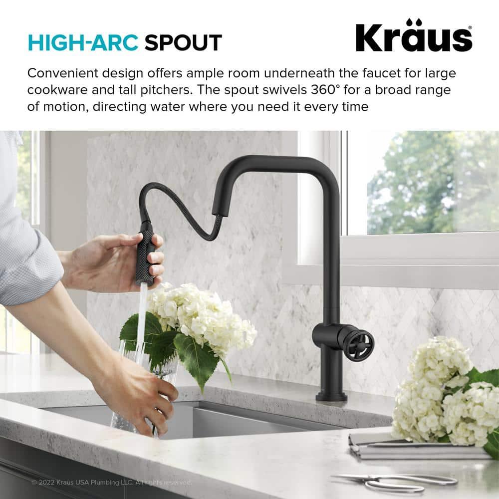 Urbix Industrial Pull-Down Single Handle Kitchen Faucet