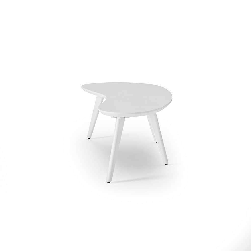 Camaflexi Mid Century Modern Coffee Table Small Tabletop Wood Coffee Desk, White