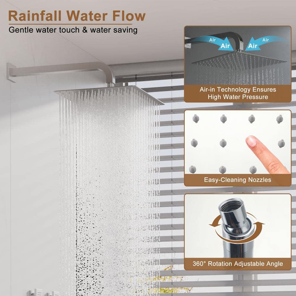 CASAINC CS6228-12CH Dual Shower Head Thermostatic Rainfall Shower System with Rough in-Valve and Shower Body Spray