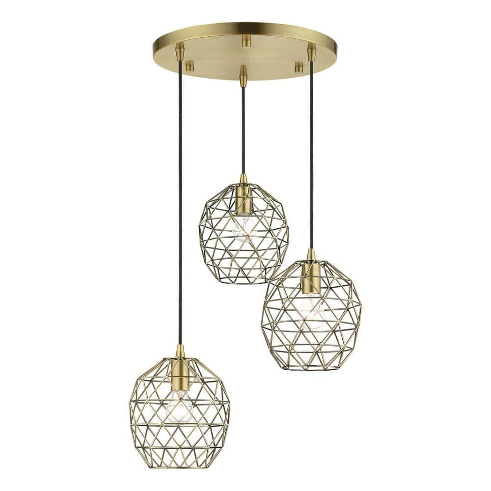 Livex Lighting Geometrix 3 - Light Pendant in  Antique Brass