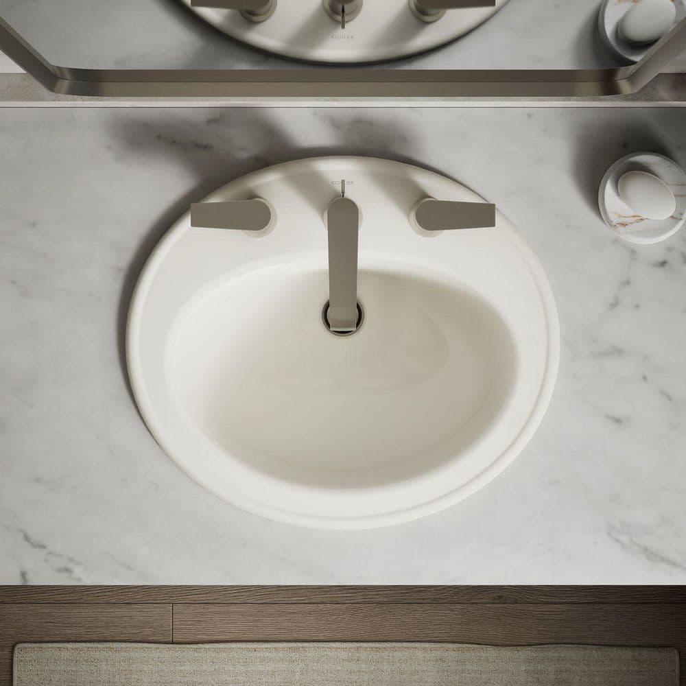 Pennington Ceramic Oval Drop-In Bathroom Sink with Overflow