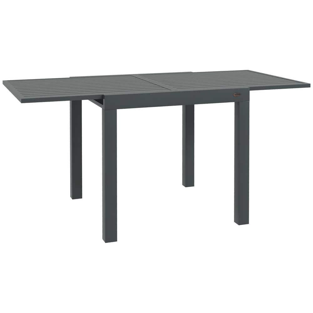Outsunny Expandable Patio Dining Table for 4-6, Aluminum Extendable Outdoor Dining Table for Garden, Backyard, Poolside, Deck, Gray