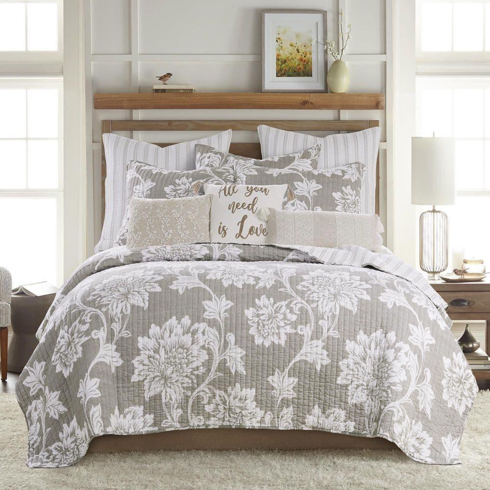Sanira Taupe Stripes Quilted Euro Sham - 2pk - Levtex Home
