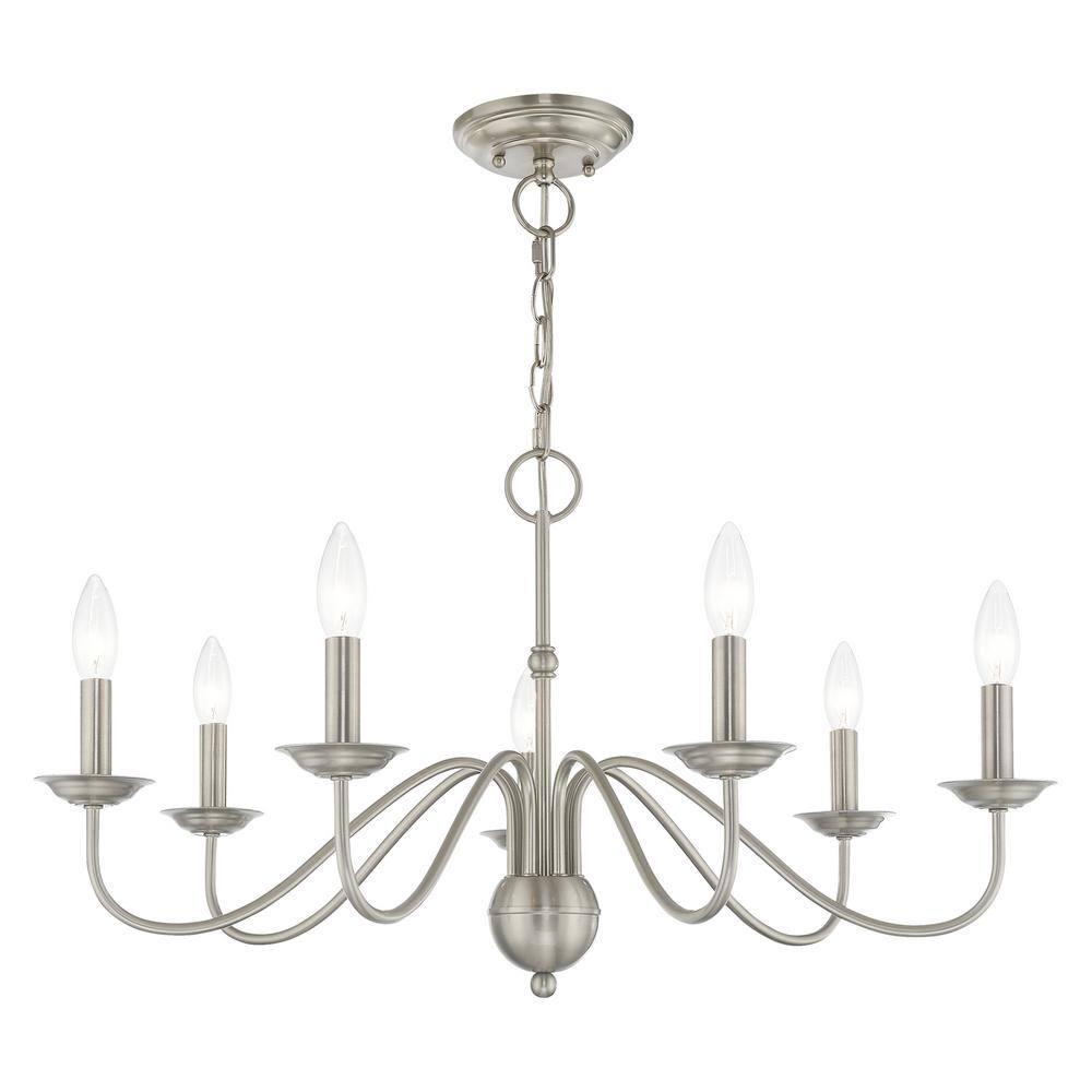 Elegant Windsor Brushed Nickel 7-Light Plug-in Chandelier