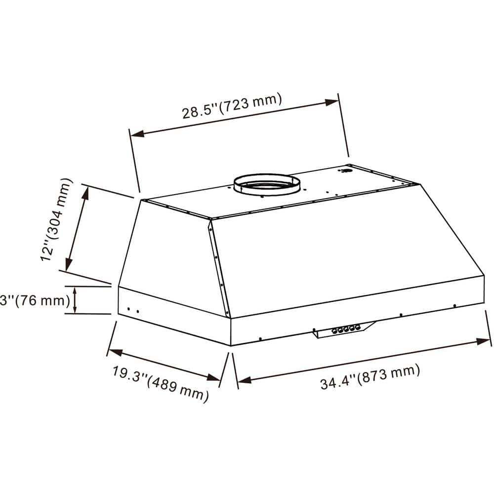36" 500 CFM Insert Range Hood in Stainless Steel
