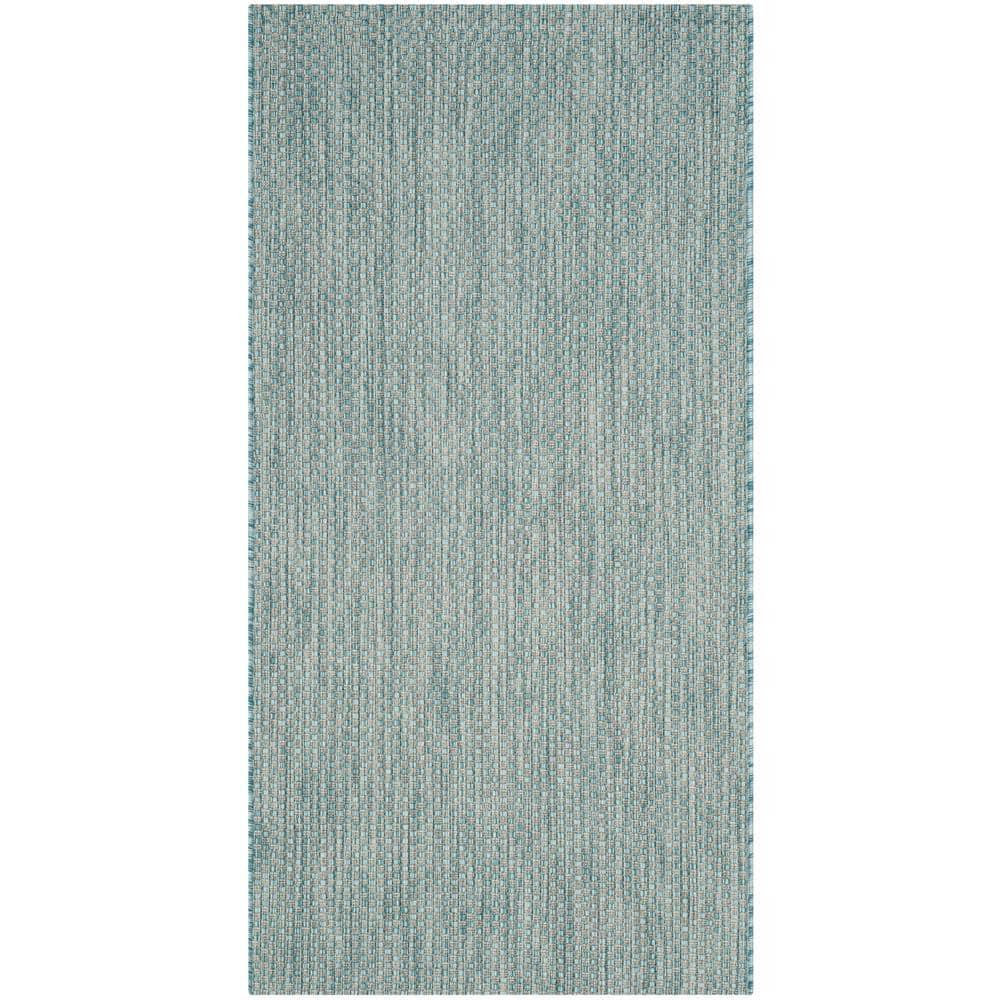 Courtyard CY8521 Power Loomed Indoor/Outdoor Accent Rug - Aqua/Grey - 2'7"x5' - Safavieh.