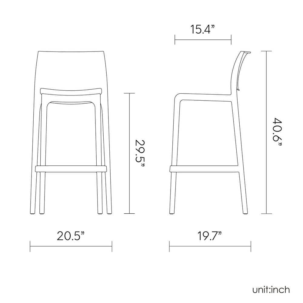 Lagoon Sensilla Resin Stackable Bar Stool Set of 2