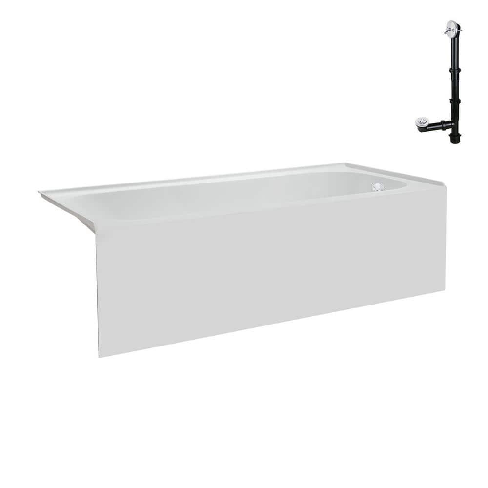 Streamline 60 in. x 30 in. Acrylic Right-Hand Drain Alcove Bathtub in Glossy White With External Drain