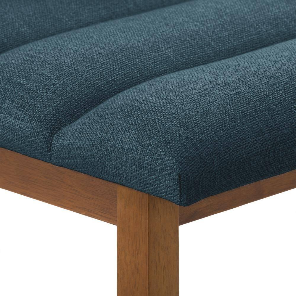 Set of 2 Boston Channel Tufted Fabric Barstools Navy Blue - CorLiving: Upholstered, High Back, Rubberwood Legs
