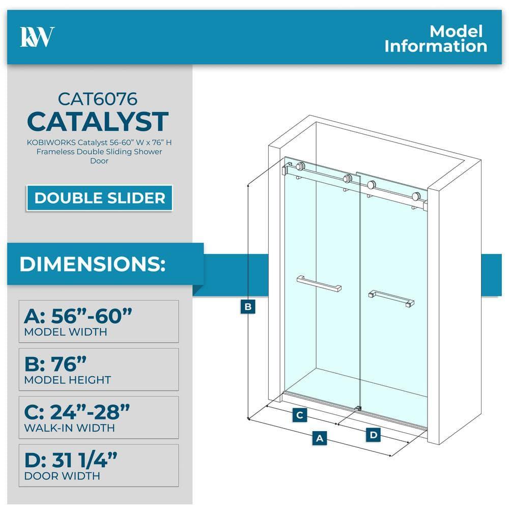 AZUPIN 60'' W 66'' H Frameless Rectangle Reversible Shower Enclosure AZ-DS01-6066-BR