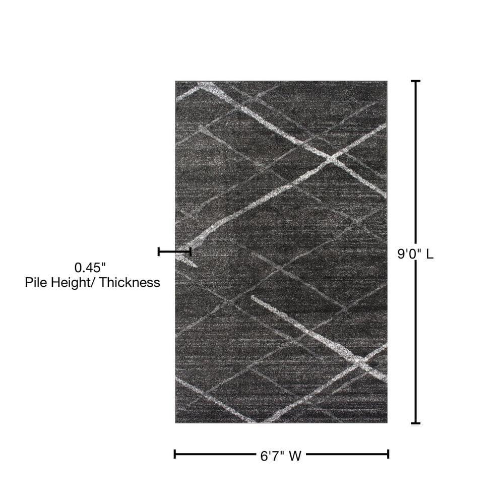 Nuloom 7x9 Thigpen Contemporary Indoor Area Rug, Charcoal, Abstract Lines, Non-Slip Backing, Stain Resistant, Bedroom Living Room, Kitchen