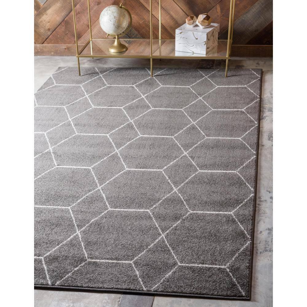 Unique Loom 9' 0 x 12' 0 Trellis Frieze Geometric Dark Gray Area Rug