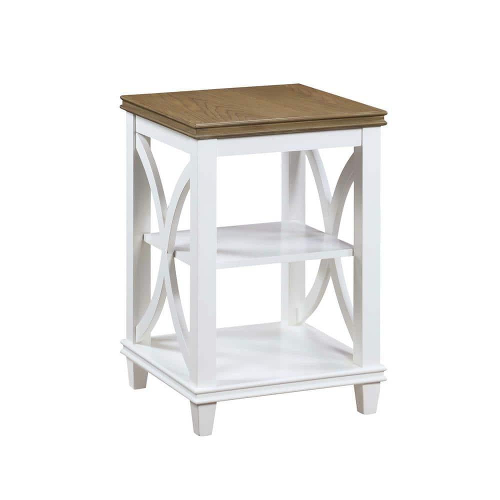Convenience Concepts Florence End Table in White and Brown Wood Finish