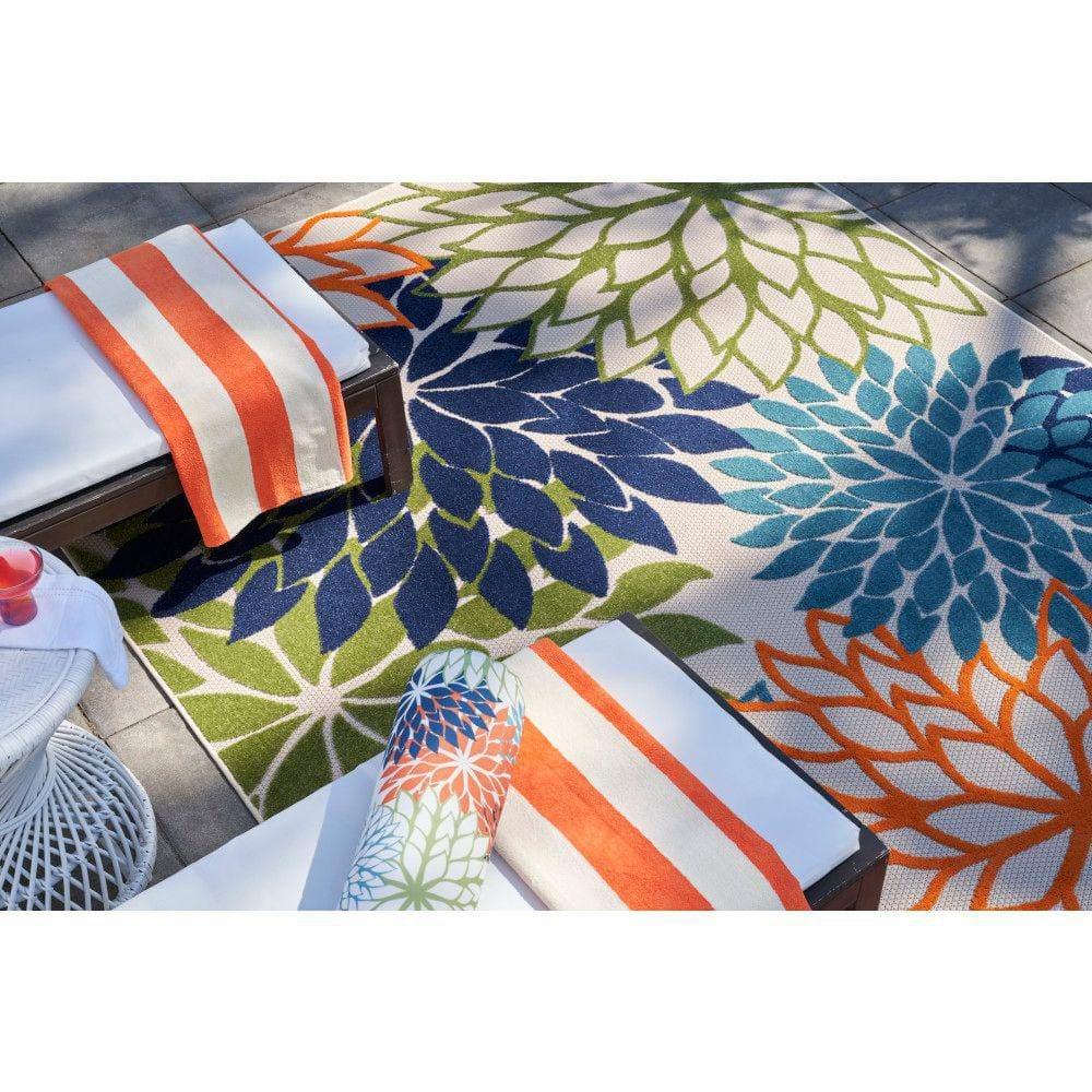 Nourison Aloha Floral Bloom Flatweave High-Low Indoor Outdoor Area Rug Multicolor 7' x 10'