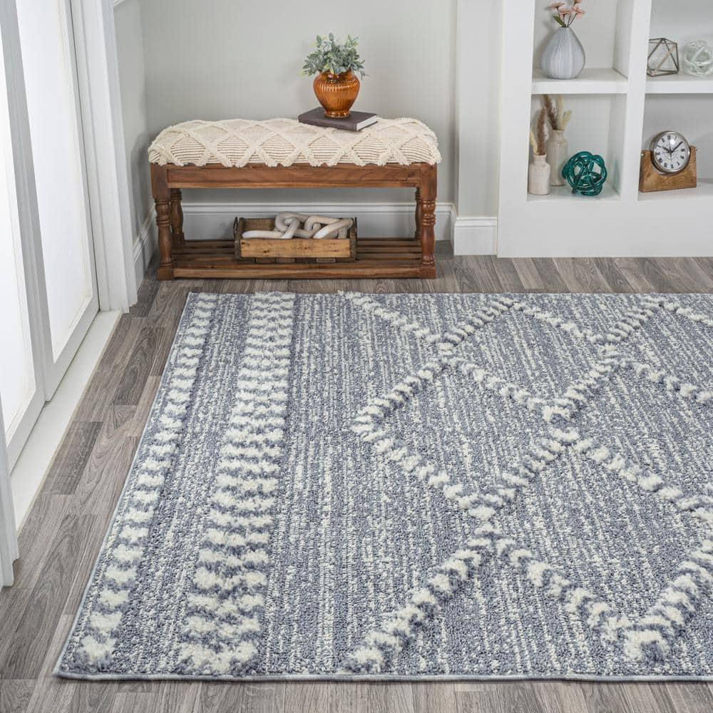 4' x 6' Sofie Moroccan Trellis High-Low Area Rug, Gray/Cream - JONATHAN Y
