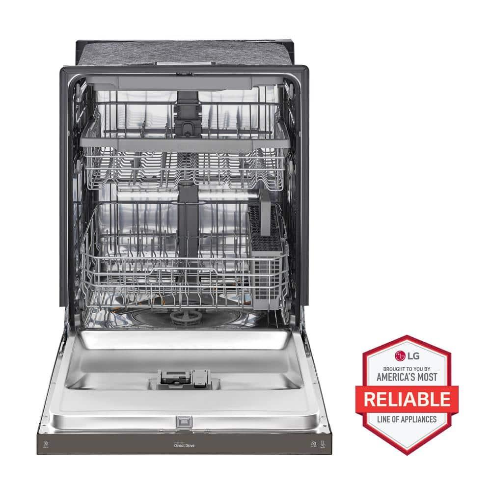 LG 24 in. PrintProof Stainless Steel Front Control Dishwasher with QuadWash, 3rd Rack & Dynamic Dry, 48 dBA