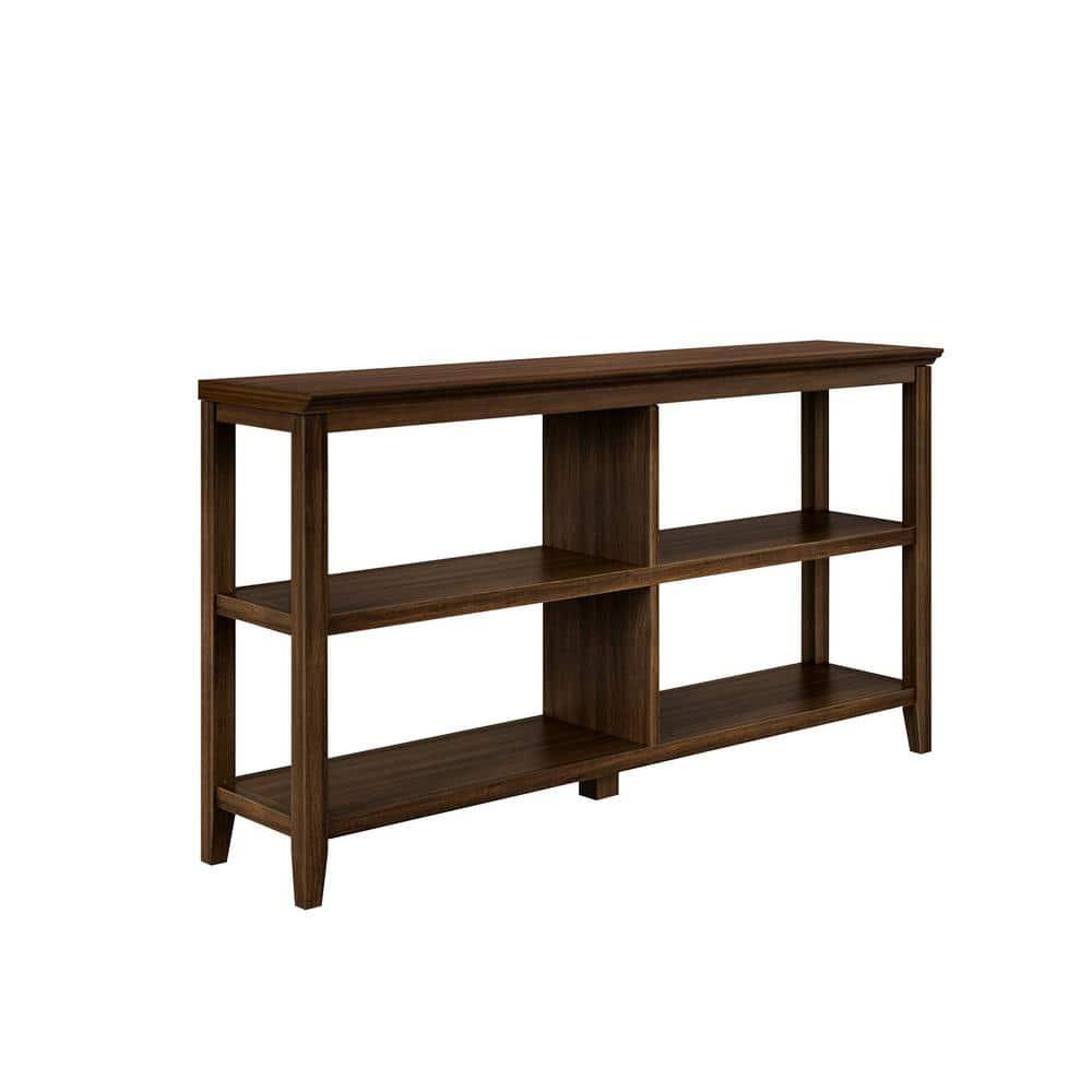 HomeRoots Brown Solid Wood Double Bookcase