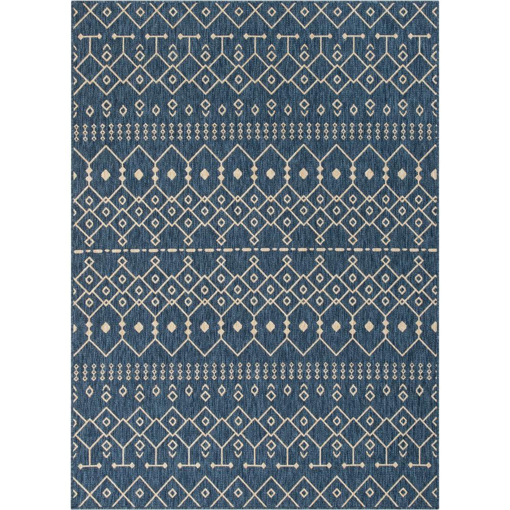 Marshanna Nord Trellis Blue Indoor/Outdoor Flat-Weave Area Rug