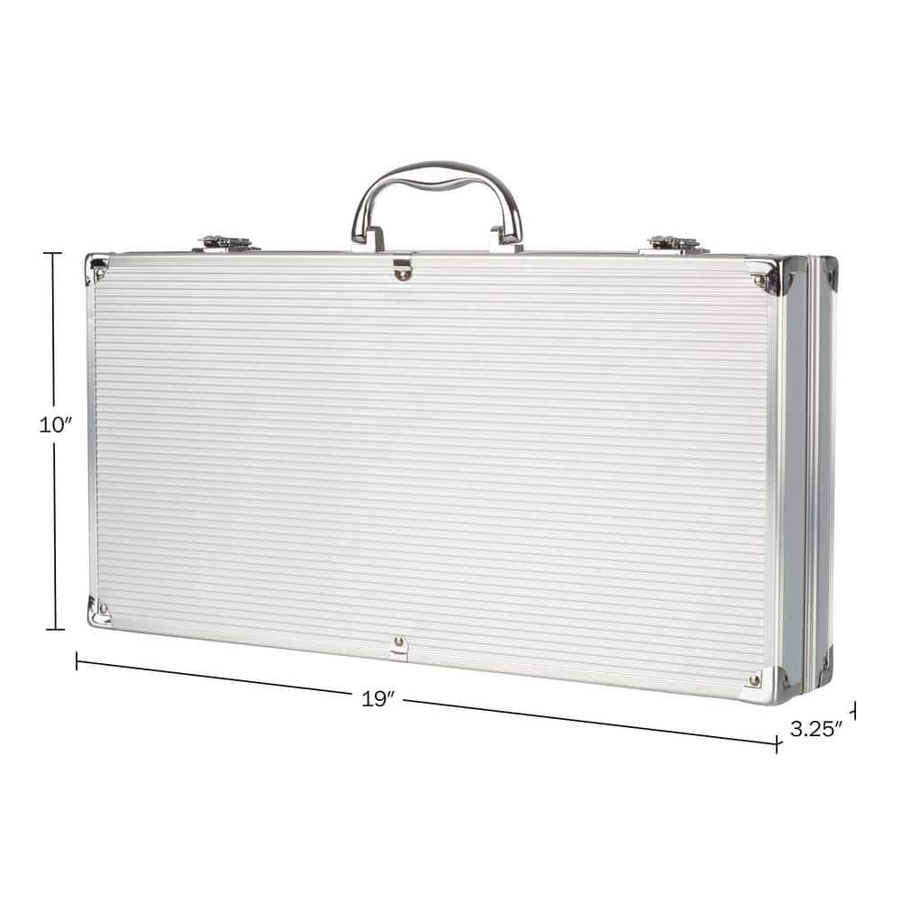 BBQ Grill Accessories Kit - 19-Piece Stainless-Steel Grilling Tools Set with Carrying Case - Camping Utensils for Summer Outdoor Cooking by Chef Buddy