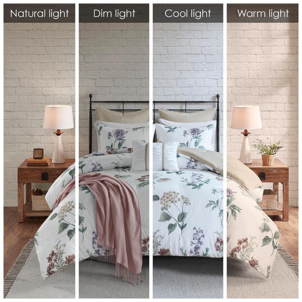 Zennia 7 Piece Seersucker Floral Comforter Set with Throw Blanket