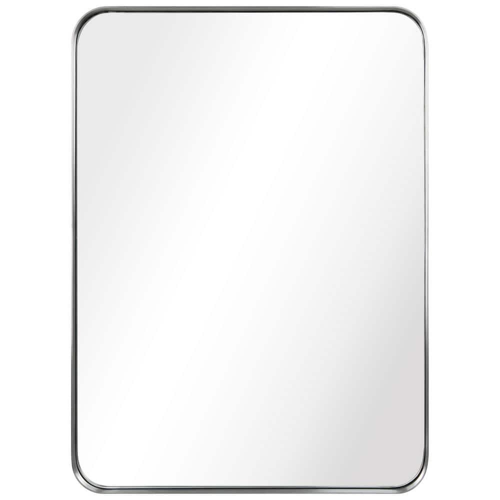 Empire Art Direct Ultra Brushed Silver Stainless Steel Frame Rectangle Wall Mirror, 22" x 30" x 2", Ready to Hang