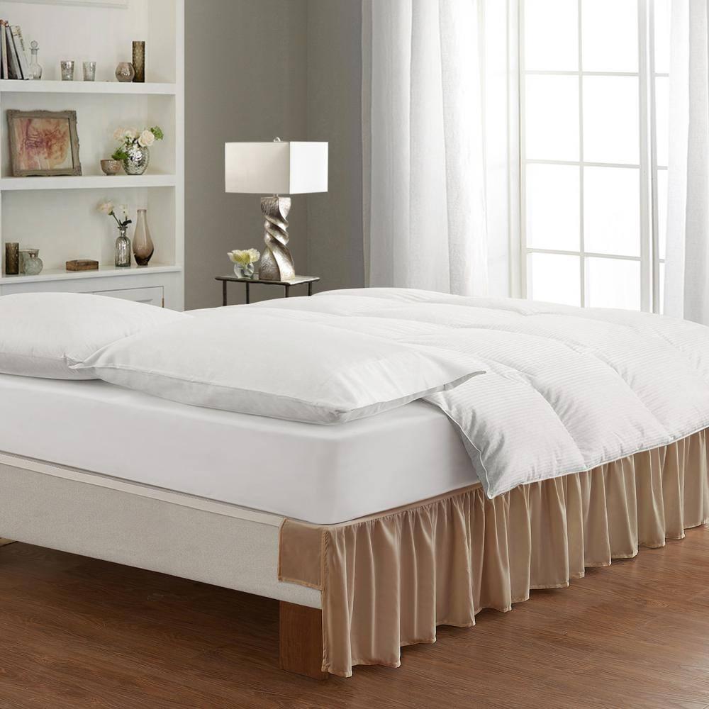 Bed Maker's Wrap-Around, Never Lift Your Mattress Ruffled Bed Skirt, 14" Drop Length, Mocha, King