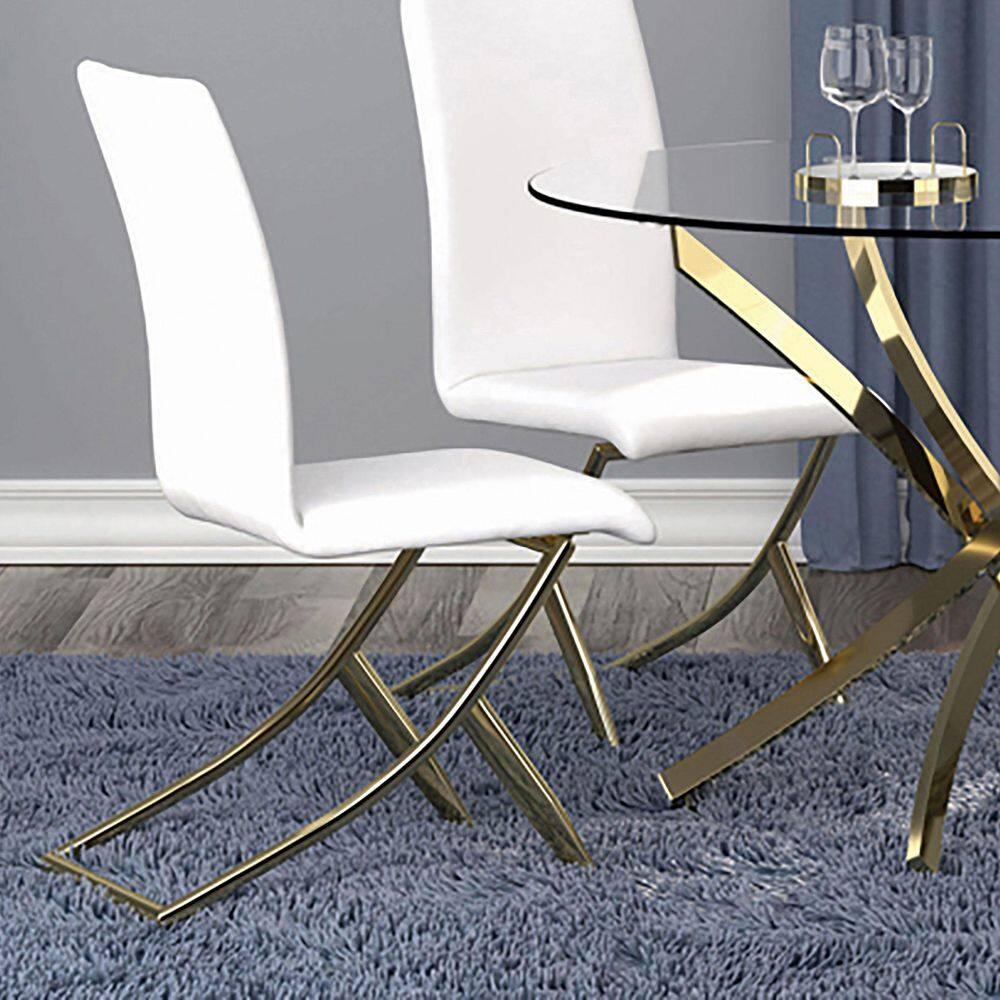 Coaster Chanel Upholstered Faux Leather Dining Chairs in White