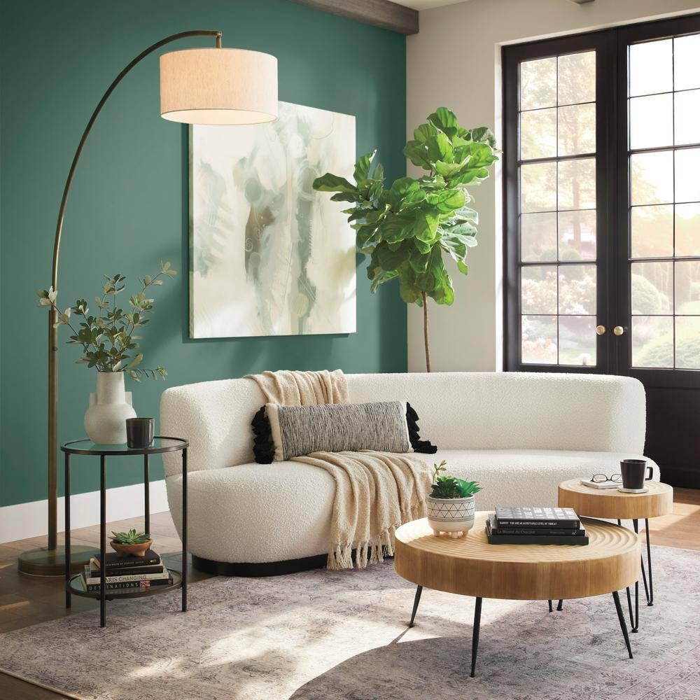 Elena 80 in. Antique Bronze LED Arch Floor Lamp with Dimmer