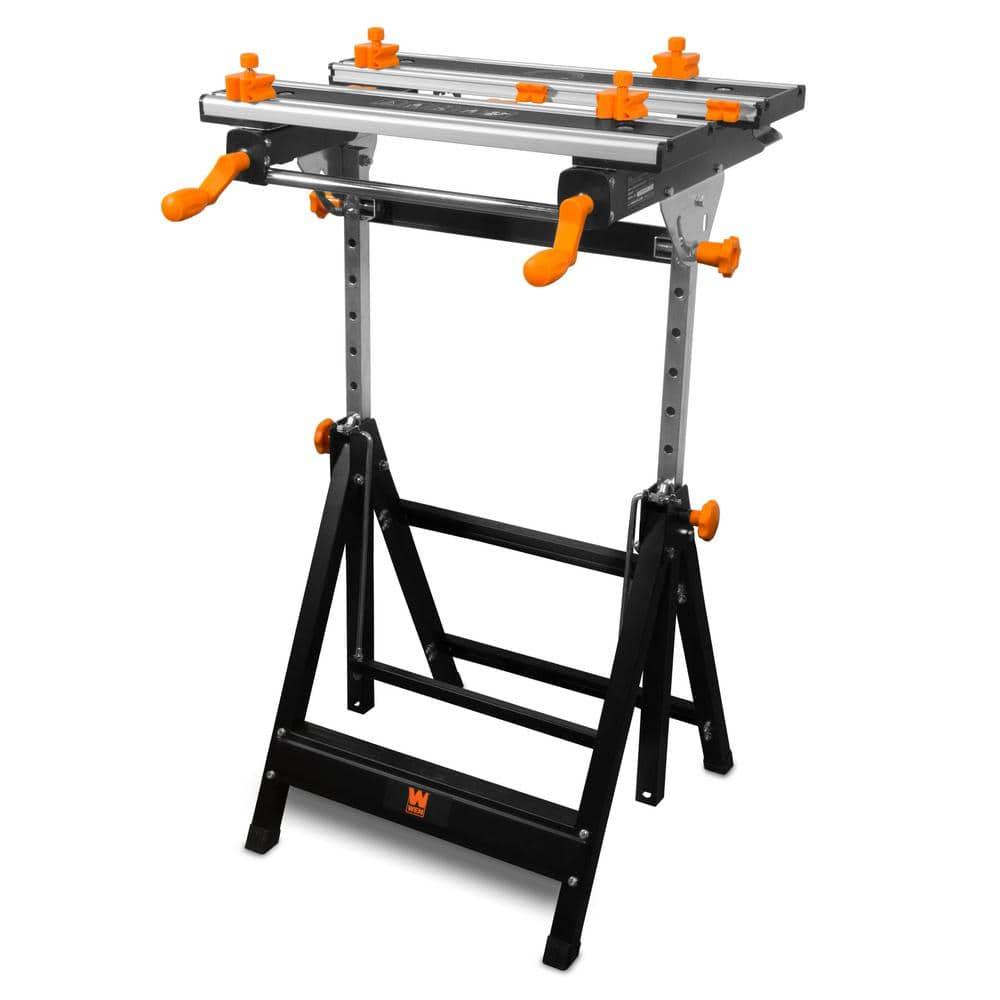 WEN 24-Inch Height Adjustable Tilting Steel Portable Work Bench and Vise with 8 Sliding Clamps