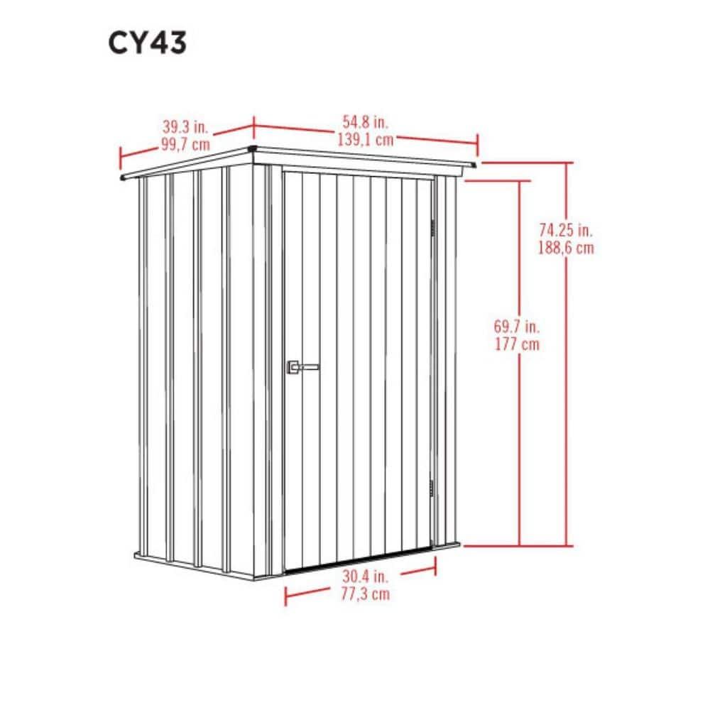Arrow Spacemaker 4 ft. W x 3 ft. D Metal Vertical Storage Shed