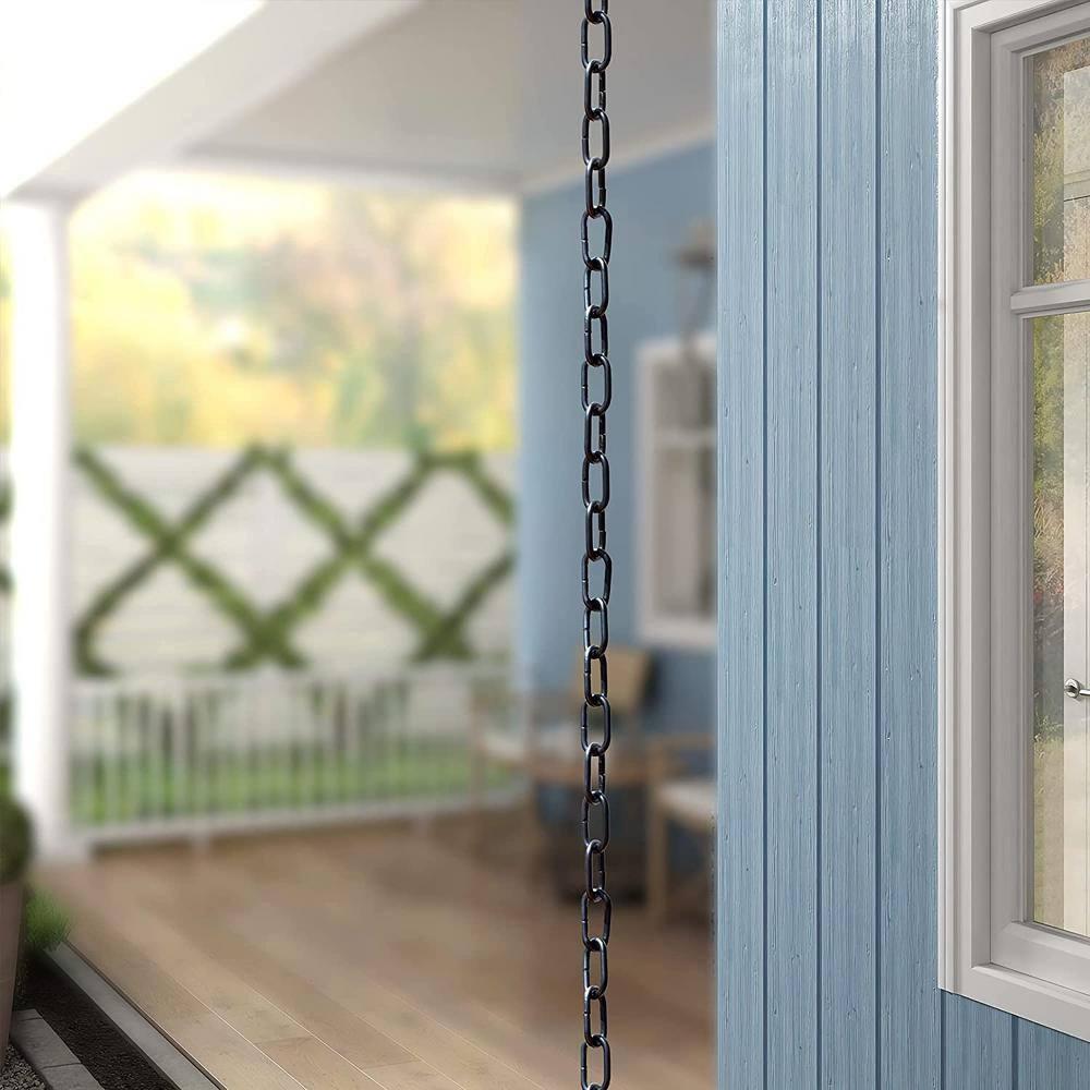 Monarch Rain Chains Aluminum Traditional Link Rain Chain, 8.5 ft Black Powder Coated Aluminum Decorative Rain Catcher Chain for Gutters, Black Aluminum Rain Gutter Replacement Downspout